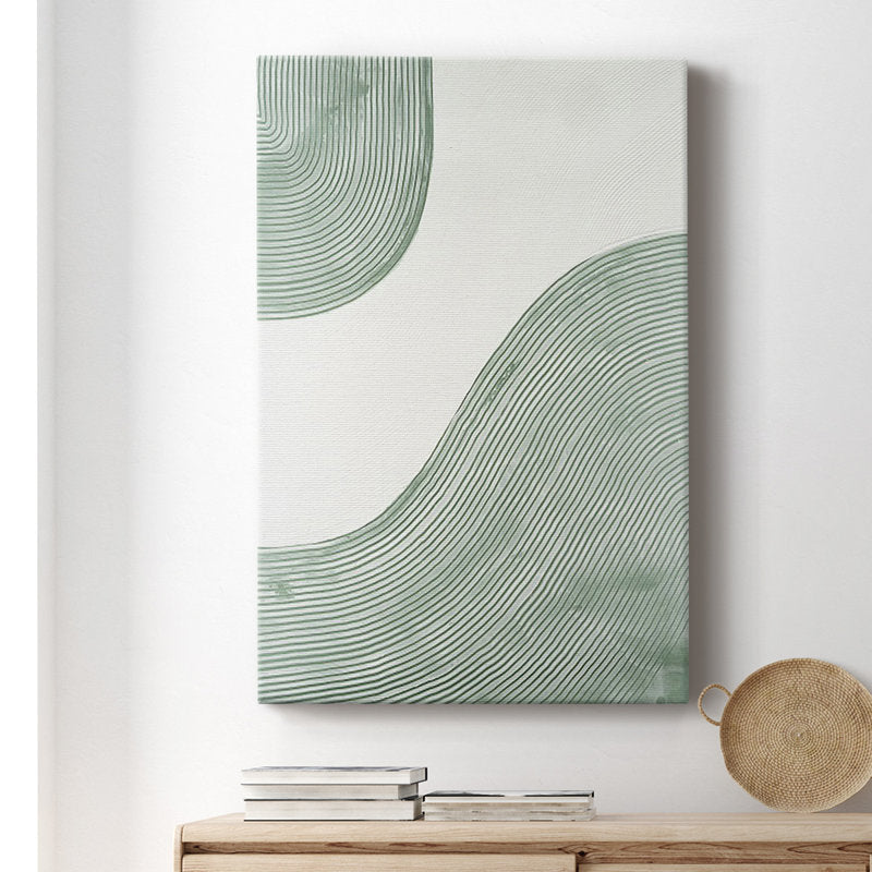 Abstract Green Wave Oil Painting for Modern Home Decor