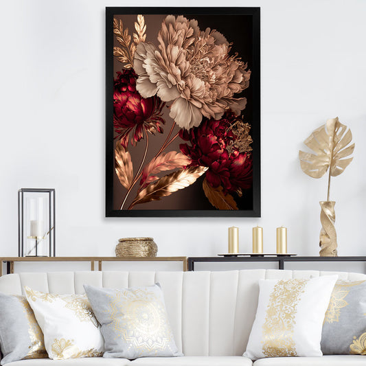 Elegant Gilded Floral Artwork for Vintage Home Decor