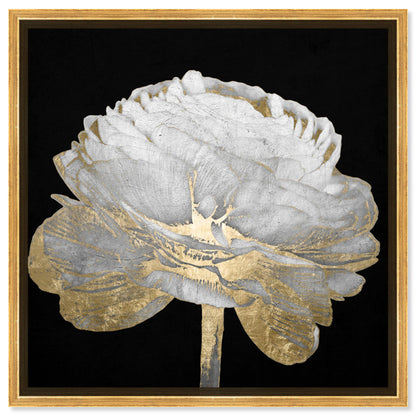 Elegant Gold and White Floral Oil Painting for Modern Home Decor