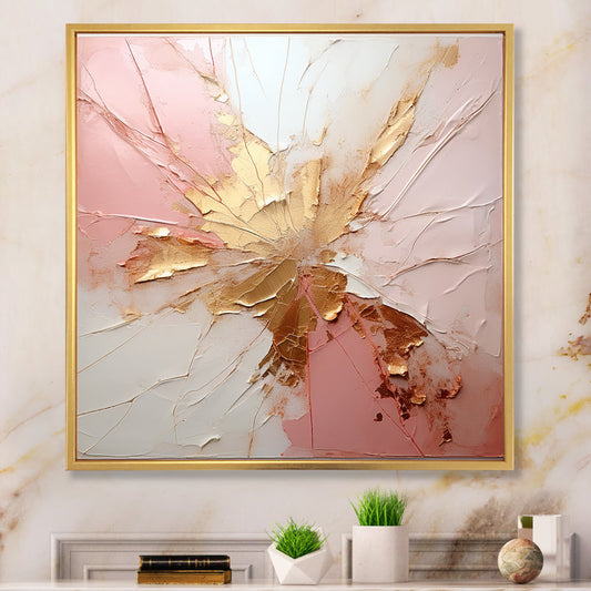 Elegant Gold and Pink Abstract Oil Painting for Modern Decor