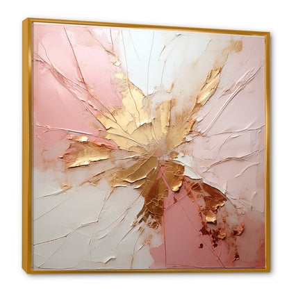 Elegant Gold and Pink Abstract Oil Painting for Modern Decor