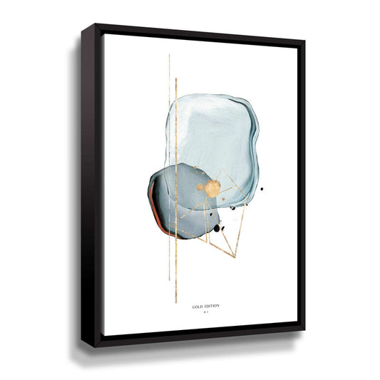 Elegant Abstract Gold and Blue Oil Painting for Modern Home Decor