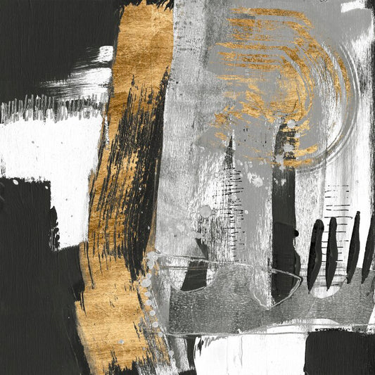 Abstract Golden Stroke Oil Painting for Modern Home Decor
