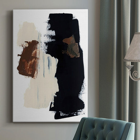 Abstract Oil Painting with Rich Black and Earthy Tones for Modern Decor