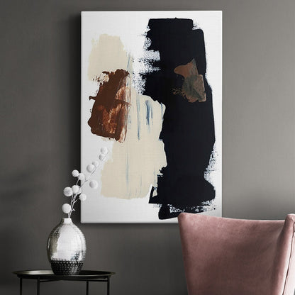 Abstract Oil Painting with Rich Black and Earthy Tones for Modern Decor