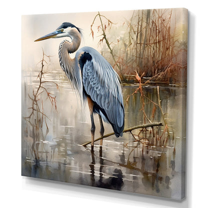 Elegant Heron Painting for Bird Lovers - Serene Water Landscape Art