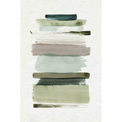 Abstract Contemporary Landscape Oil Painting in Earthy Greens and Blues
