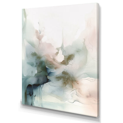 Modern Abstract Oil Painting in Green and Cream Tones for Contemporary Decor