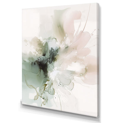 Modern Abstract Oil Painting in Green and Cream Tones for Elegant Home Decor