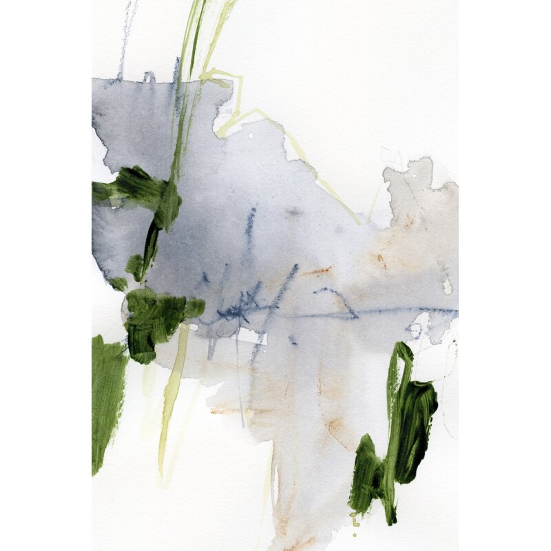 Abstract Green and Gray Landscape Oil Painting
