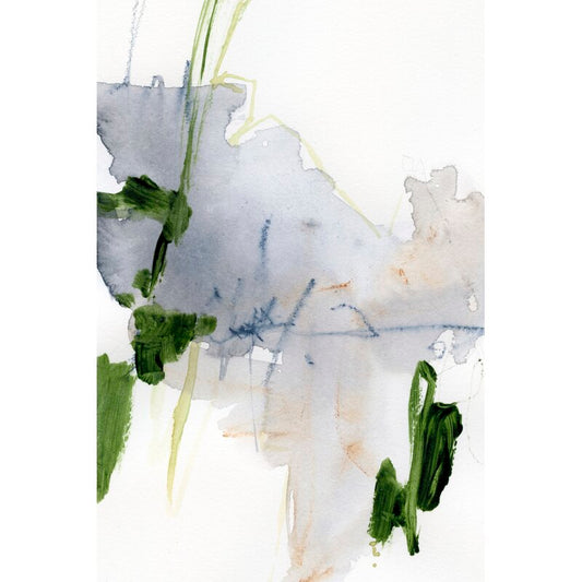Abstract Green and Gray Landscape Oil Painting
