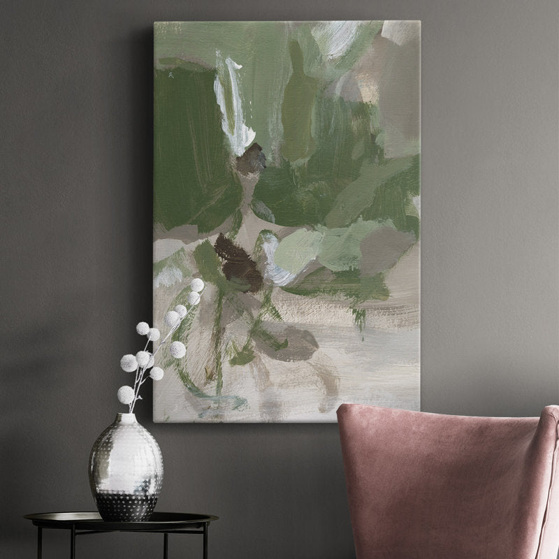 Abstract Green Tea Oil Painting for Modern Home Decor