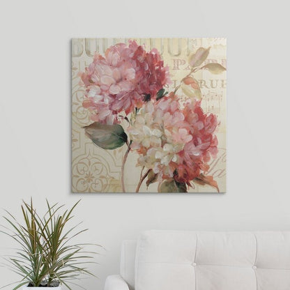 Elegant Floral Oil Painting of Hydrangeas in Soft Pastel Hues