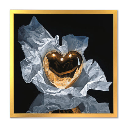 Golden Heart Canvas Art for Home Decor - Elegant Abstract Oil Painting