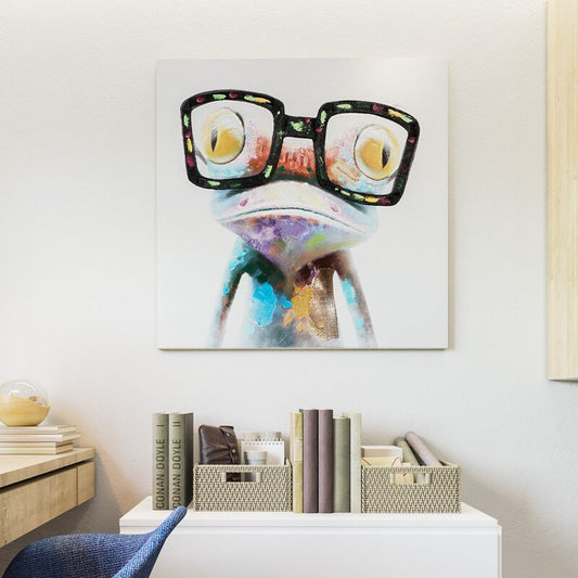 Quirky Hipster Frog Art Print with Colorful Glasses for Unique Home Decor