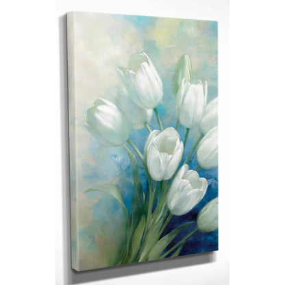 Serene White Tulips in Bloom - Elegant Floral Oil Painting Perfect for Home Decor