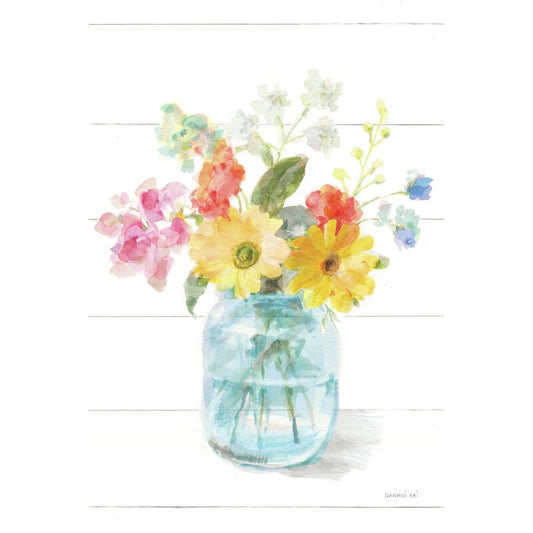 Vibrant Floral Bouquet in Rustic Jar - Cheerful Oil Painting for Home Decor