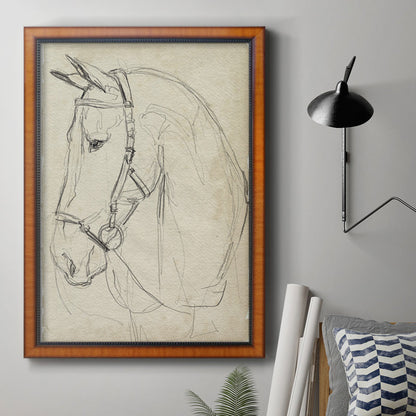 Elegant Horse Portrait in Bridle - Timeless Oil Sketch for Equine Art Lovers