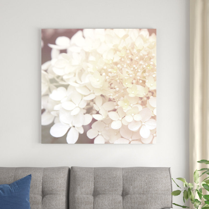 Elegant White Hydrangea Floral Oil Painting