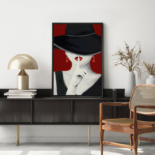 Elegant Woman With Red Lipstick Canvas Art for Modern Home Decor