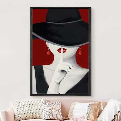 Elegant Woman With Red Lipstick Canvas Art for Modern Home Decor