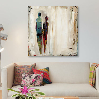 Abstract Couple Oil Painting - Modern Wall Art for Home Decor