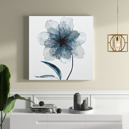 Elegant Indigo Floral Oil Painting for Modern Home Decor