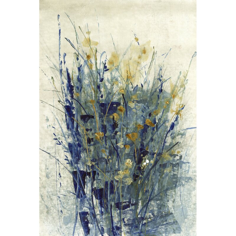 Vibrant Indigo Floral Abstract Painting for Modern Home Décor