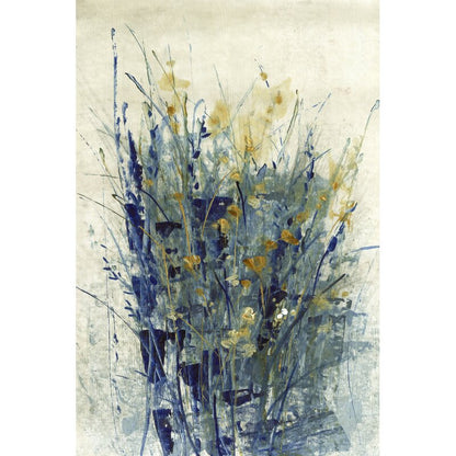 Vibrant Indigo Floral Abstract Painting for Modern Home Décor