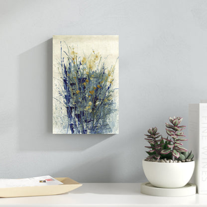 Vibrant Indigo Floral Abstract Painting for Modern Home Décor