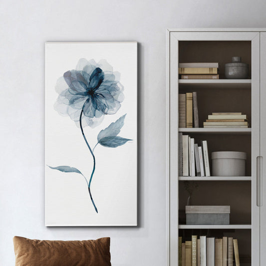 Elegant Indigo Floral Art for Home Decor - Contemporary Blue Flower Painting