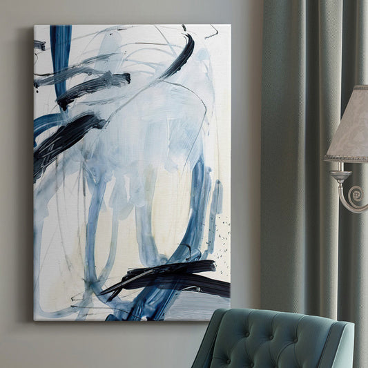 Abstract Blue and Black Oil Painting for Modern Home D√©cor