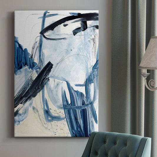 Abstract Blue Swash Oil Painting for Modern Home Decor