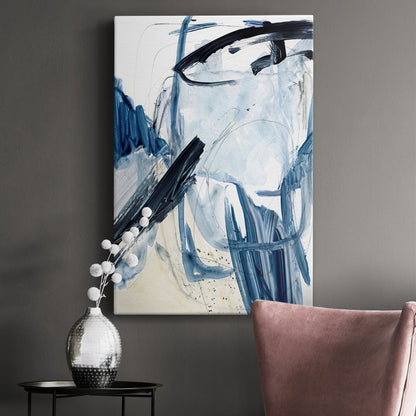 Abstract Blue Swash Oil Painting for Modern Home Decor