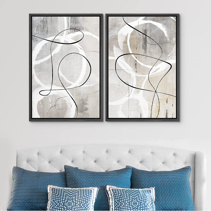 Abstract Gray Line Art - Industrial Geometric Wall Decor for Modern Spaces