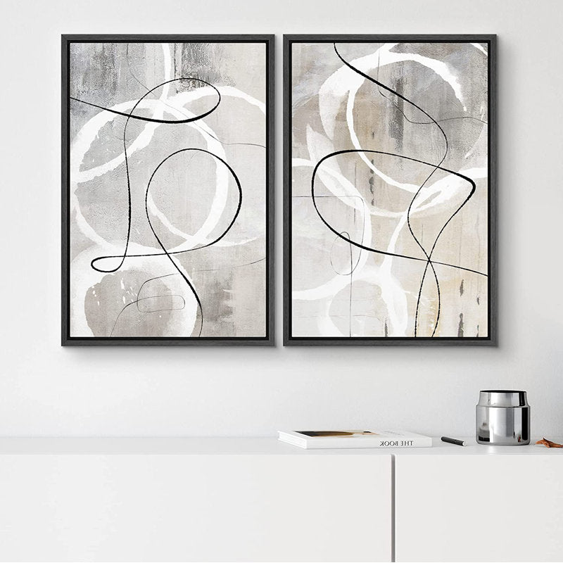 Abstract Gray Line Art - Industrial Geometric Wall Decor for Modern Spaces