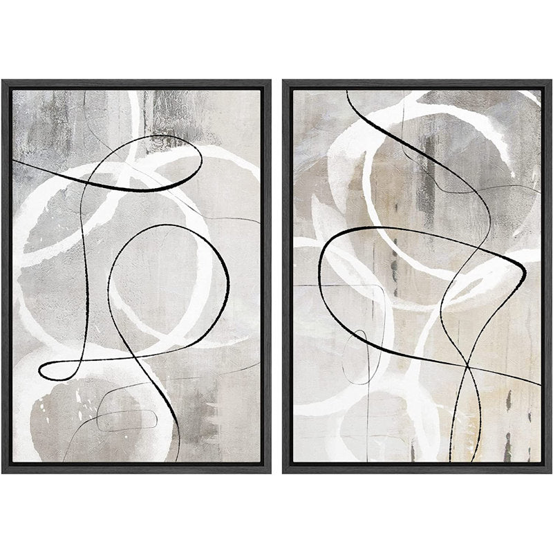 Abstract Gray Line Art - Industrial Geometric Wall Decor for Modern Spaces