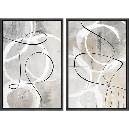 Abstract Gray Line Art - Industrial Geometric Wall Decor for Modern Spaces