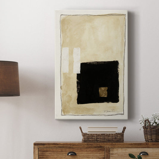 Contemporary Abstract Oil Painting in Black and Beige