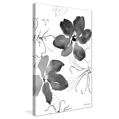 Elegant Black and White Floral Abstract Oil Painting for Modern Decor
