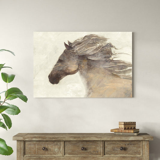 Majestic Horse Portrait in Wind - Abstract Horse Oil Painting Print