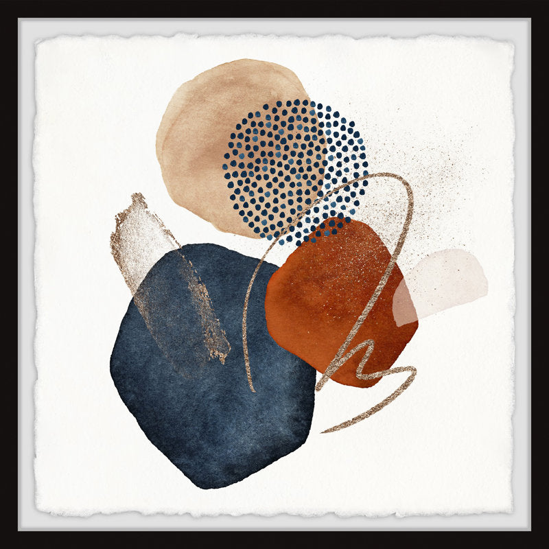 Elegant Abstract Oil Painting with Colorful Shapes and Textures