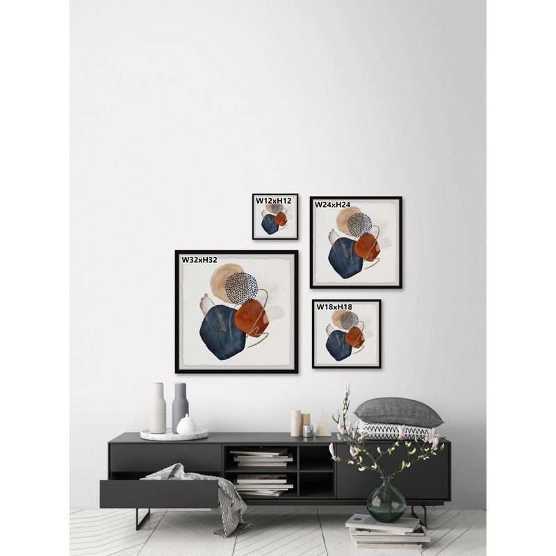Elegant Abstract Oil Painting with Colorful Shapes and Textures