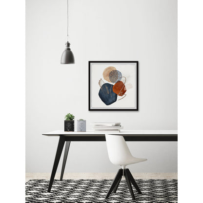 Elegant Abstract Oil Painting with Colorful Shapes and Textures