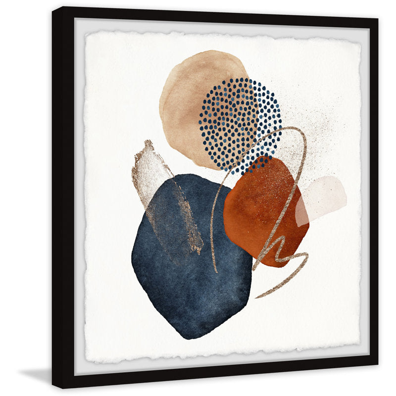 Elegant Abstract Oil Painting with Colorful Shapes and Textures