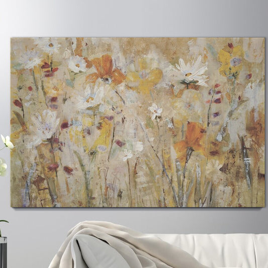 Vibrant Floral Harmony: Bright Oil Painting of Blossoms and Nature