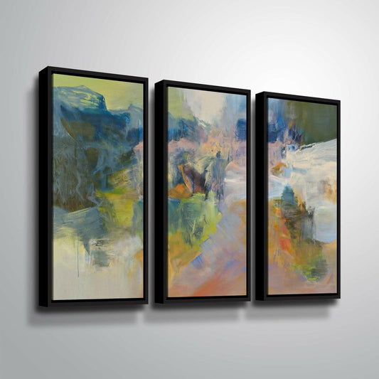 Vibrant Abstract Landscape Oil Painting Triptych for Modern Home Decor