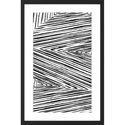 Dynamic Black and White Linear Abstract Oil Painting for Modern Home Decor