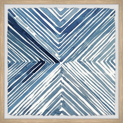 Abstract Blue Geometric Oil Paintings Set for Modern Home Decor