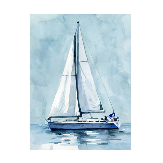 Serene Sailboat Adventure - Coastal Oil Painting